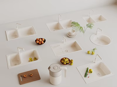 Cream wind sink dish basin 3d model