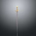 Classic Ornamental Sword With Metal Blade And Golden Hilt Spiral Design