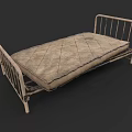 Sturdy Double Bed With Metal Frame And Durable Quilted Mattress For Bedroom