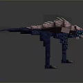 3D Dinosaur Like Creature Model With Dark Blue Body Pink Spiked Back and Glowing Eyes