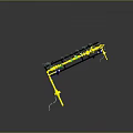 Industrial Yellow Piping System With Valves Supports And Green Components