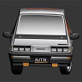 Classic White Van With Orange Roof And Windows In Cartoon Style Design