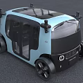 Light Blue Modern Urban Car With Large Windows And Black Accents