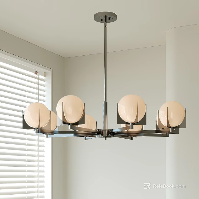 Modern Pendant Light with Circular Glass Shades and Metal Frame Contemporary Design 3d model 