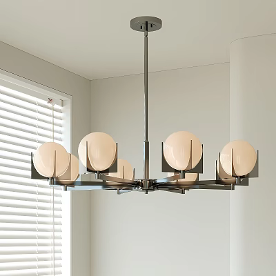 Modern Pendant Light with Circular Glass Shades and Metal Frame Contemporary Design 3d model