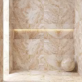 Built in Marble Niche With Beige Wall Circular Decorative Sphere And LED Lighting