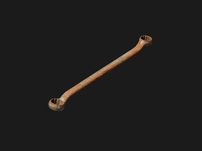 Durable Hardware Tool Double Open End Wrench With Rustic Metal Finish For Mechanical Repair 3d model