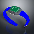 Blue Strap Watch With Green Digital Display And Secure Buckle Design