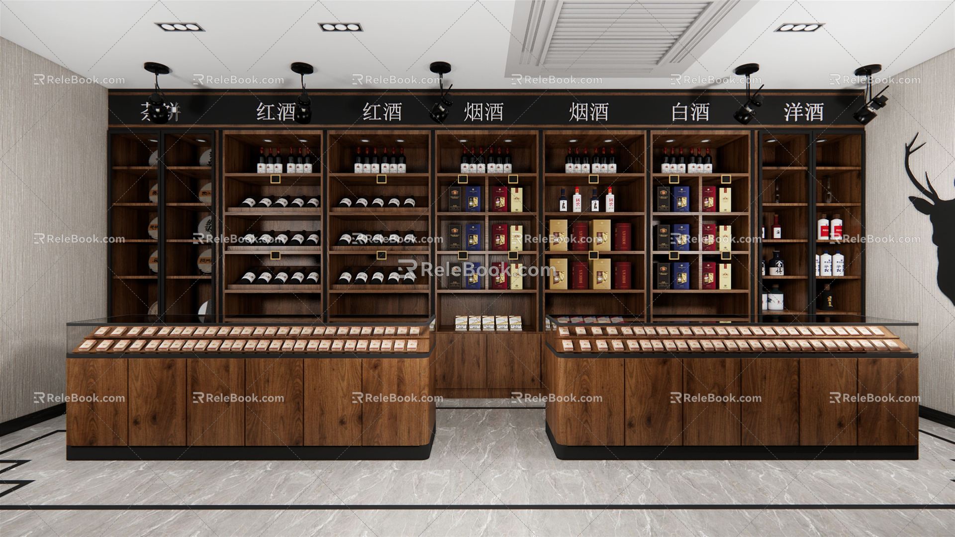 Modern Tobacco Hotel Tobacco and Alcohol Counter Specialty Store Display Cabinet 3d model