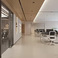 Modern Public Office Space With Open Layout Desks Computers Large Windows And Green Plants