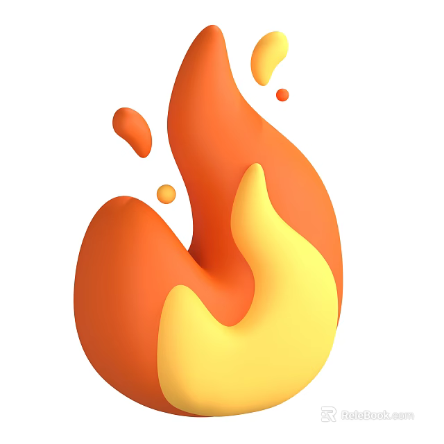 Stylish Flame Shaped Decorative Ornament Set With Orange Yellow 3D Design 3d model 