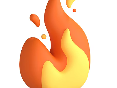 Stylish Flame Shaped Decorative Ornament Set With Orange Yellow 3D Design 3d model