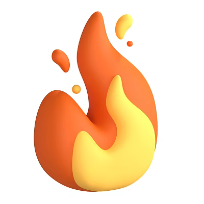 Stylish Flame Shaped Decorative Ornament Set With Orange Yellow 3D Design 3d model