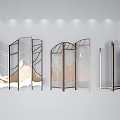Modern Decorative Room Screens With Metal Frames And Artistic Natural Patterns 3d model