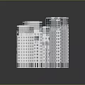 Modern Urban High-Rise Building Complex Featuring White Facade Many Windows And Curved Design
