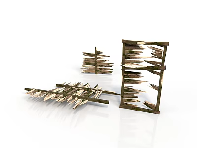 Rustic Wooden Spiked Structures As Decorative Scene Components With Natural Design 3d model