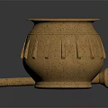 Golden Mortar And Pestle With Textured Exterior And Vertical Decorative Lines