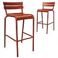 Stylish Red Bar Stools With Metal Frame For Modern Kitchen Counter