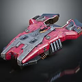 Futuristic Red Gray Spaceship With Detailed Mechanical Structure And Sleek Metallic Design Elements 3d model