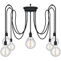 Modern Black Frame Chandelier With Clear Filament Bulbs For Home Lighting