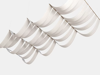 Modern Hanging White Wavy Ceiling Drapery For Elegant Interior Design 3d model