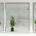 Modern Transparent Glass Sliding Doors As Interior Partitions With Green Plants In Home Decor