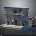 Architectural Model Display Featuring Wood And Stone Elements With Decorative Arches And Design Details
