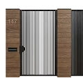 Modern Gate Designs Featuring Wooden Panels And Metal Slat Elements 3d model