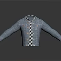 Casual Blue Denim Jacket With Black And White Checkered Shirt Long Sleeve