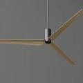 Modern Ceiling Fan With Wooden Blades And Gray Motor Near Window Blinds