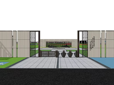 New Chinese Gate Community Park 3d model