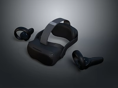 Modern Black VR Headset With Wireless Earbuds And Sleek Tech Design 3d model