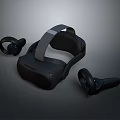 Modern Black VR Headset With Wireless Earbuds And Sleek Tech Design 3d model