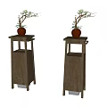 New Chinese style trash can solid wood trash can 3d model