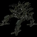 Futuristic Mechanical Creature With Multi Legged Structure And Green Glowing Eyes 3d model