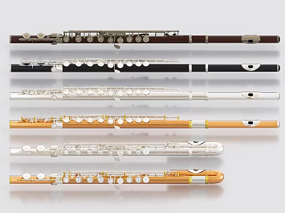 Various Colored Flutes Musical Instruments Collection For Performance And Practice 3d model