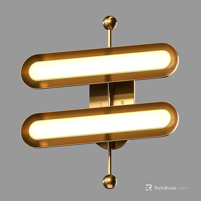 Modern Gold Double Rectangular Wall Sconce With Elegant Design For Interior Lighting 3d model 