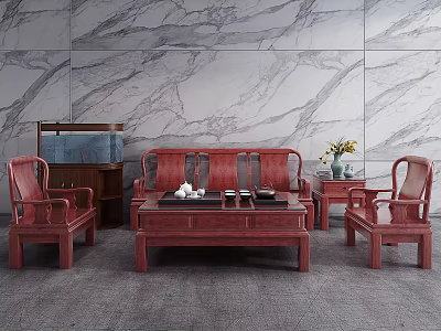 New Chinese style sofa and coffee table set of mahogany furniture 3d model