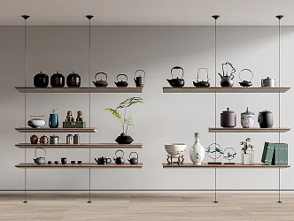 New Ornaments Combination Bookshelf Bookcase Teapot 3d model