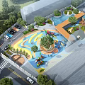 Vibrant Children's Play Area Design With Colorful Flooring Play Structures And Green Plants