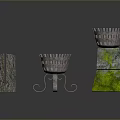 Decorative Metal Grid Holders With Wooden Stump Moss Pedestal And Curved Stand Bases