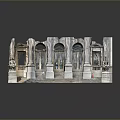 Detailed Classical Architectural Model Featuring Marble Columns Arches Steps And Statues