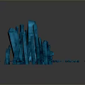 Abstract Blue Transparent Furniture Structure With Small Blue Cubes Around
