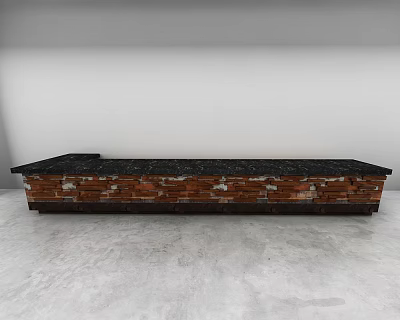 Modern Rustic Bar Counter With Black Top And Brown Orange Brick Base Design 3d model