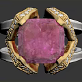 Elegant Silver Ring With Pink Gemstone And Gold Accents For Daily Use