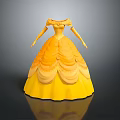 Elegant Yellow Princess Dress with Bow Detail and Fluffy Skirt Design