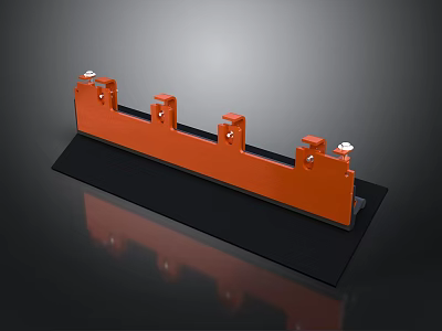 Orange Long Strip Component With Square Structures And White Parts On Black Platform 3d model