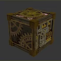 Vintage Gear Decorative Cube Storage Box With Golden Accents And Metal Details