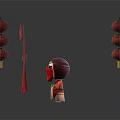Red Curtain Furniture With Hanging Red Lanterns And Traditional Decorative Design