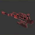 Futuristic Weapon With Mechanical Design Red Components And Barrel Bracket 3d model